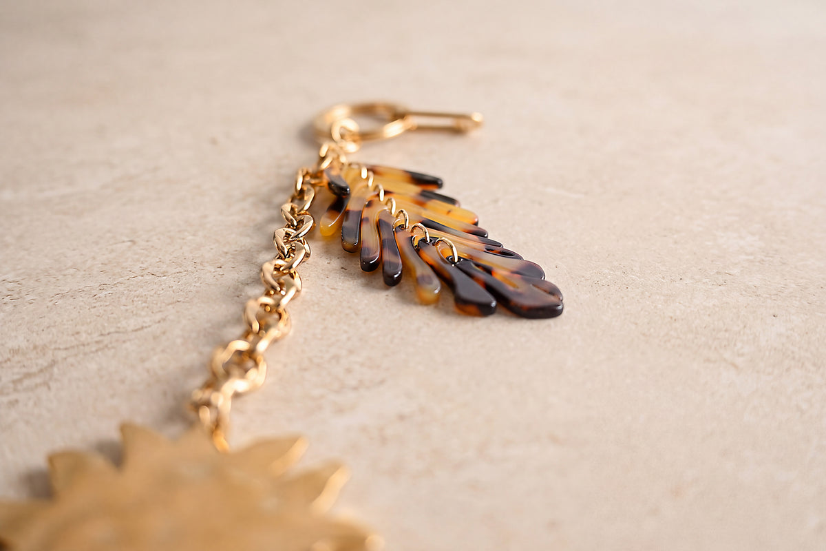 Tortoise Leaf & Sun Bag Charm