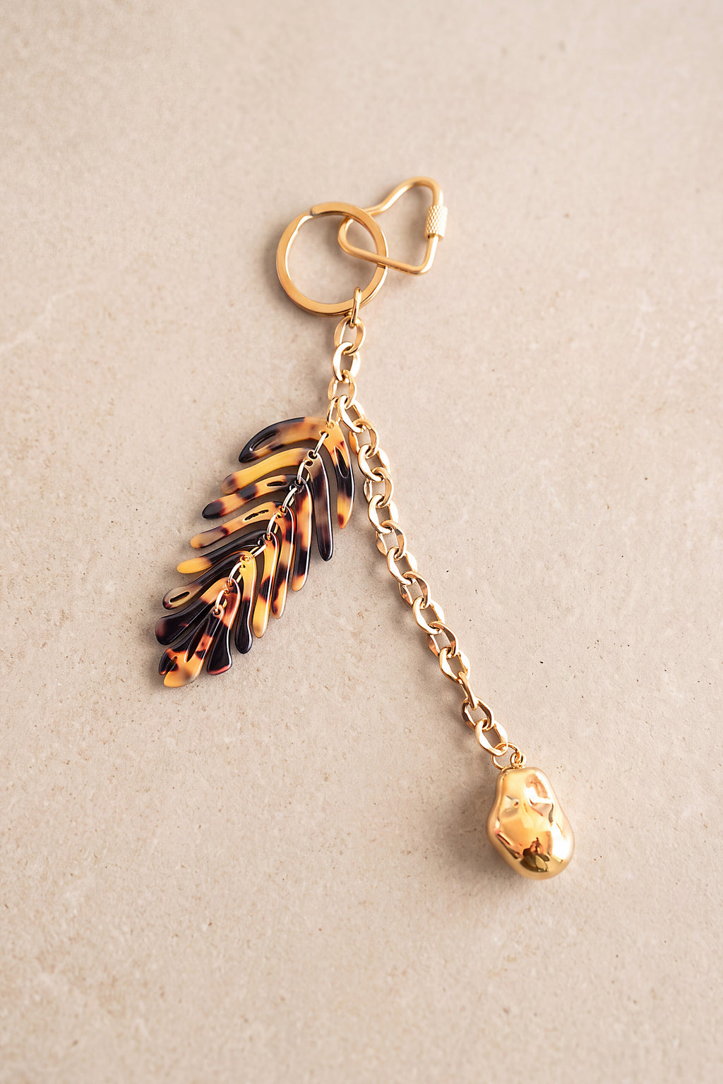 Tortoise Leaf & Pearl Bag Charm