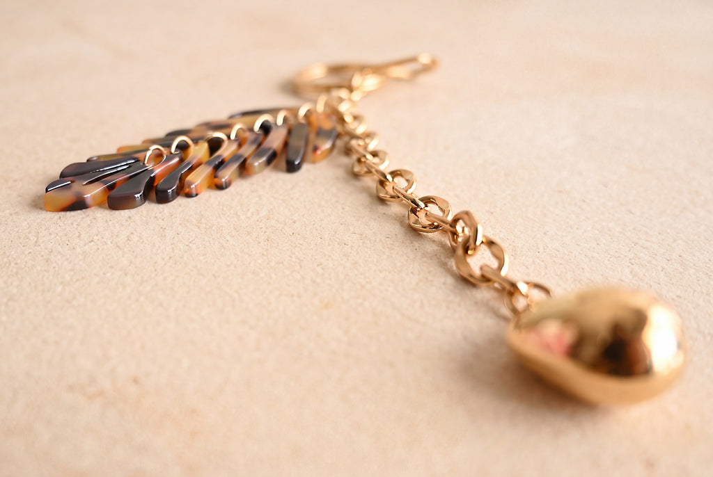 Tortoise Leaf & Pearl Bag Charm
