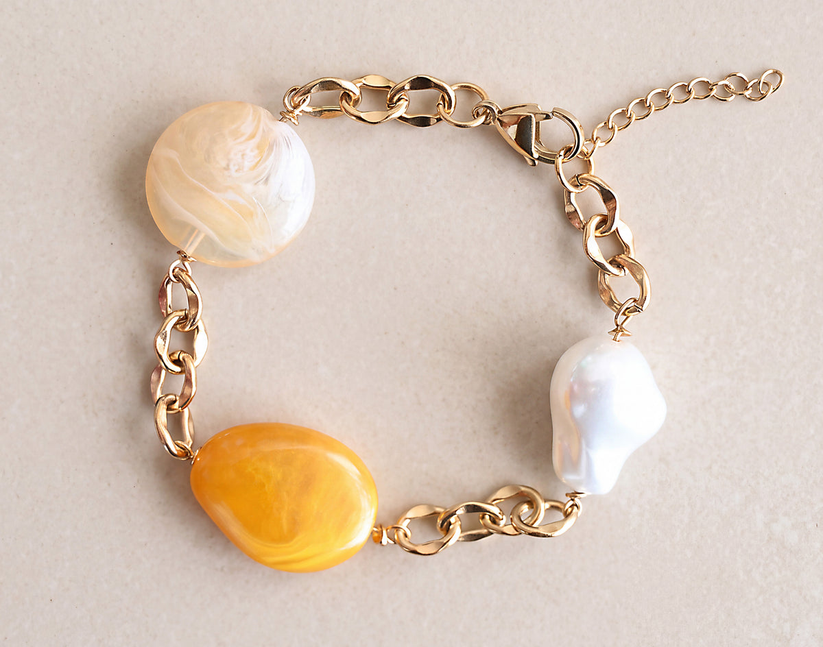 Honey Beige & Pearl-Effect Bracelet
