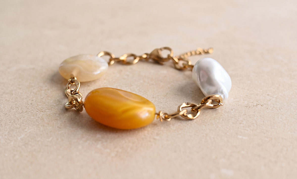 Honey Beige & Pearl-Effect Bracelet