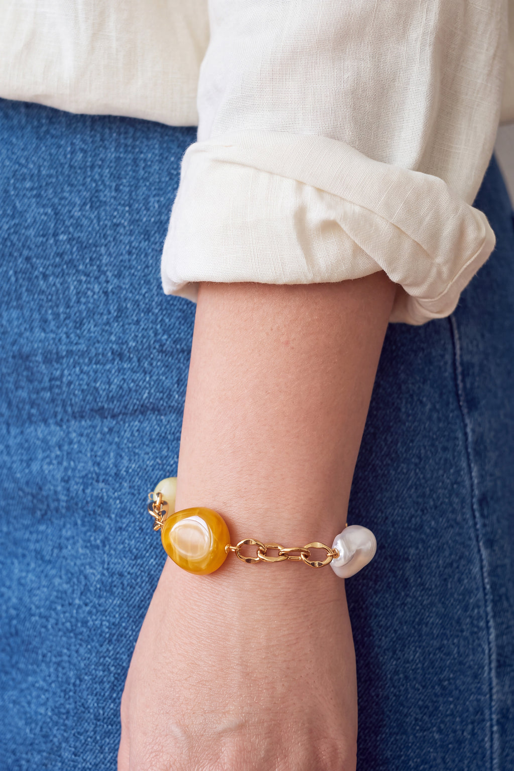 Honey Beige & Pearl-Effect Bracelet
