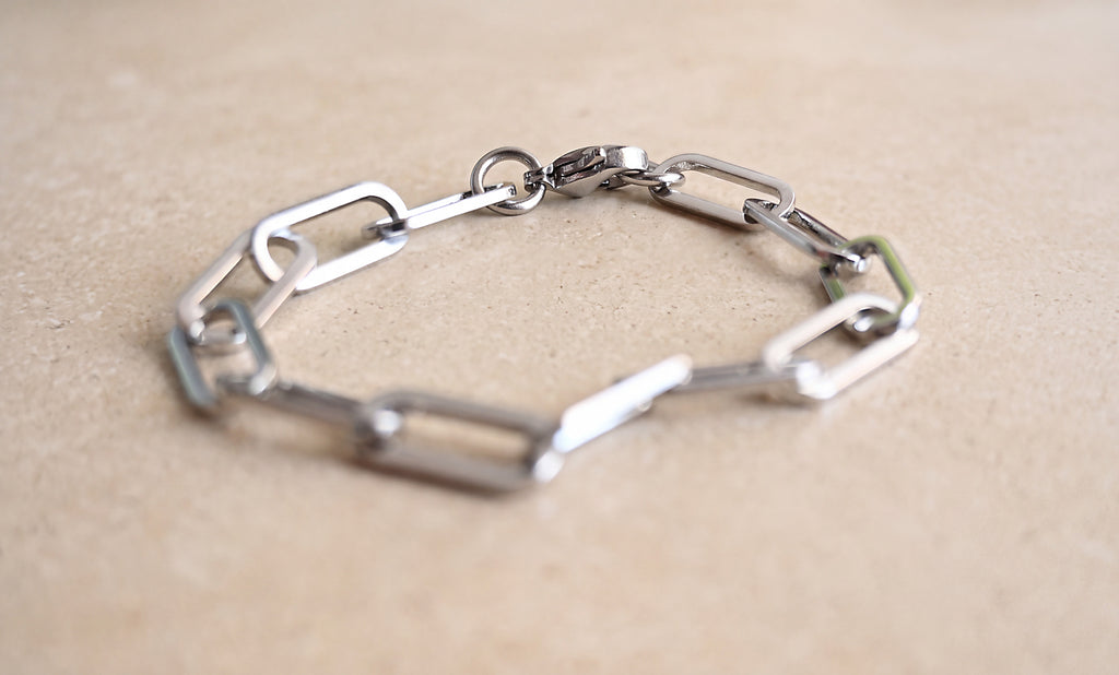 Silver Rectangle Link Bracelet