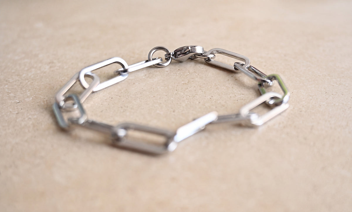 Silver Rectangle Link Bracelet