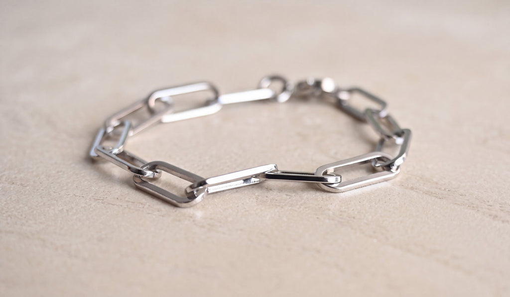 Silver Rectangle Link Bracelet