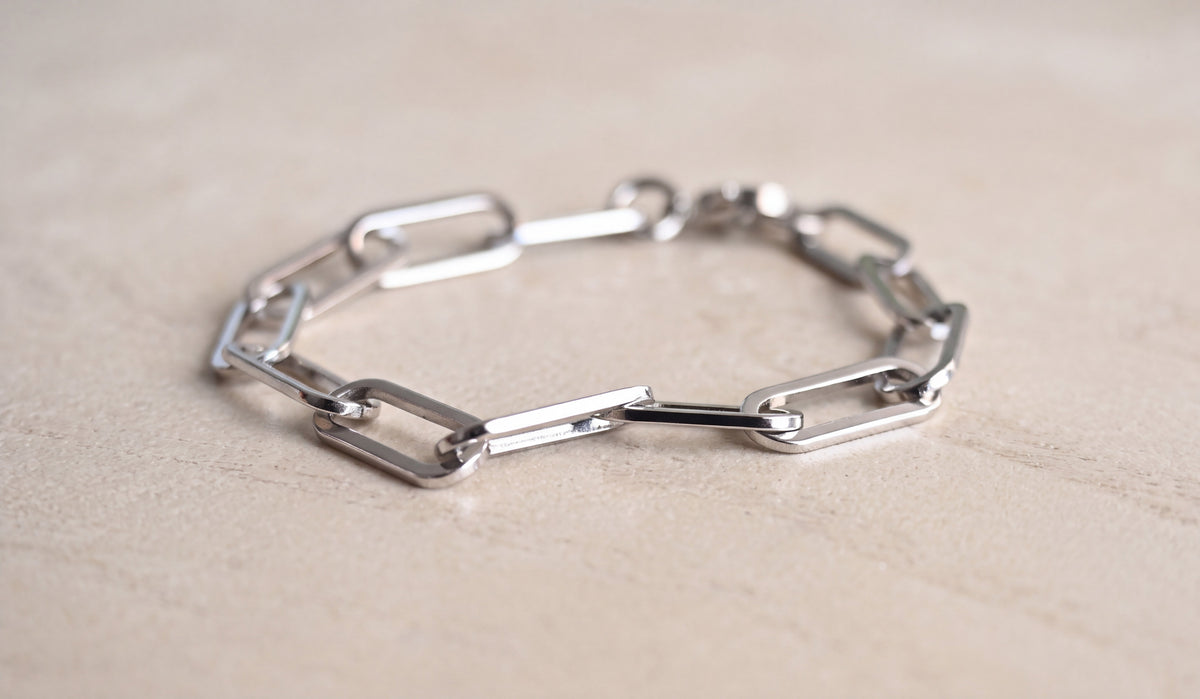 Silver Rectangle Link Bracelet