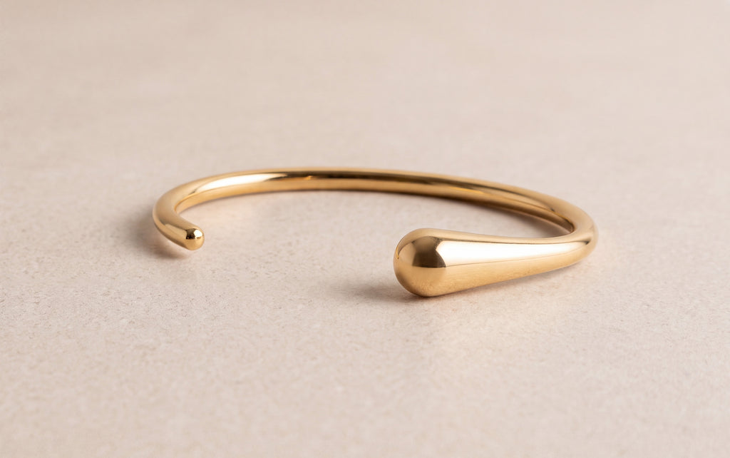 Golden Oval Bangle Bracelet