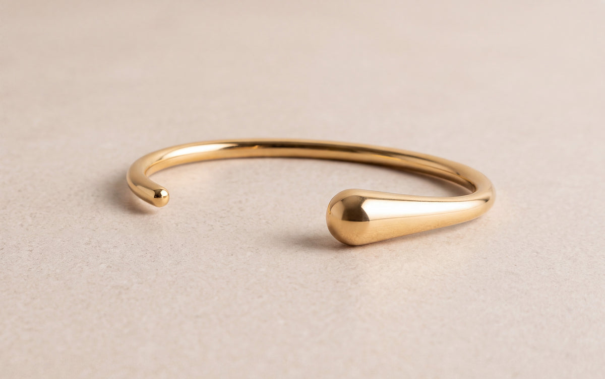 Golden Oval Bangle Bracelet