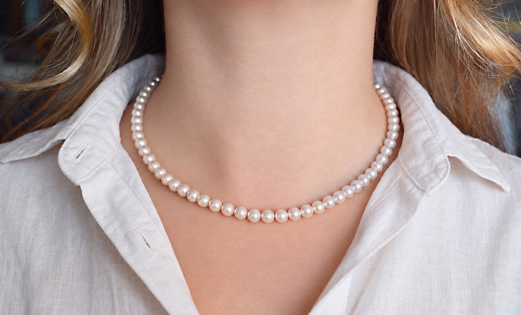 Crystal Pearl Necklace · 6 mm