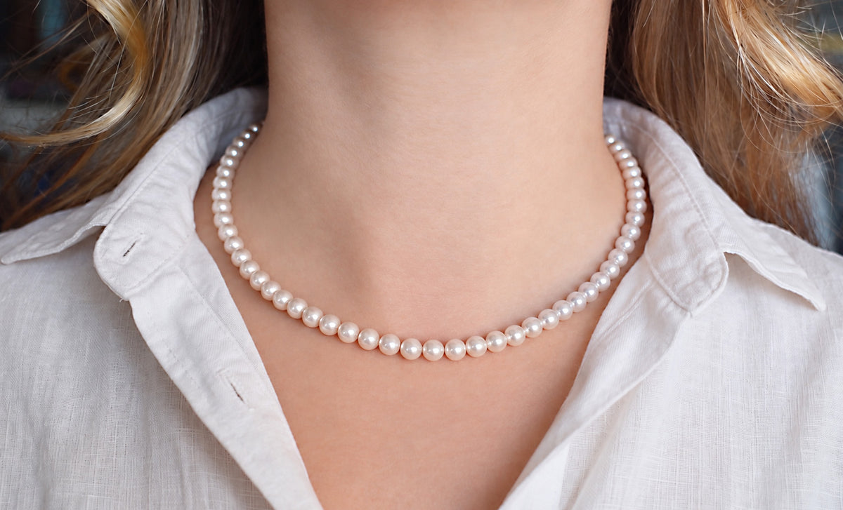 Crystal Pearl Necklace · 6 mm