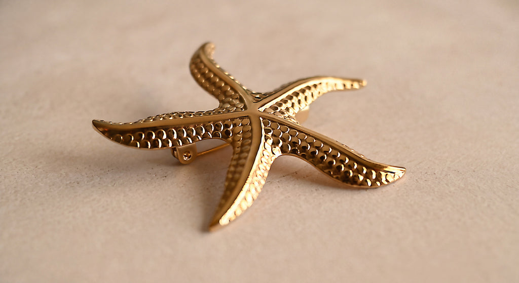 Golden Starfish Brooch