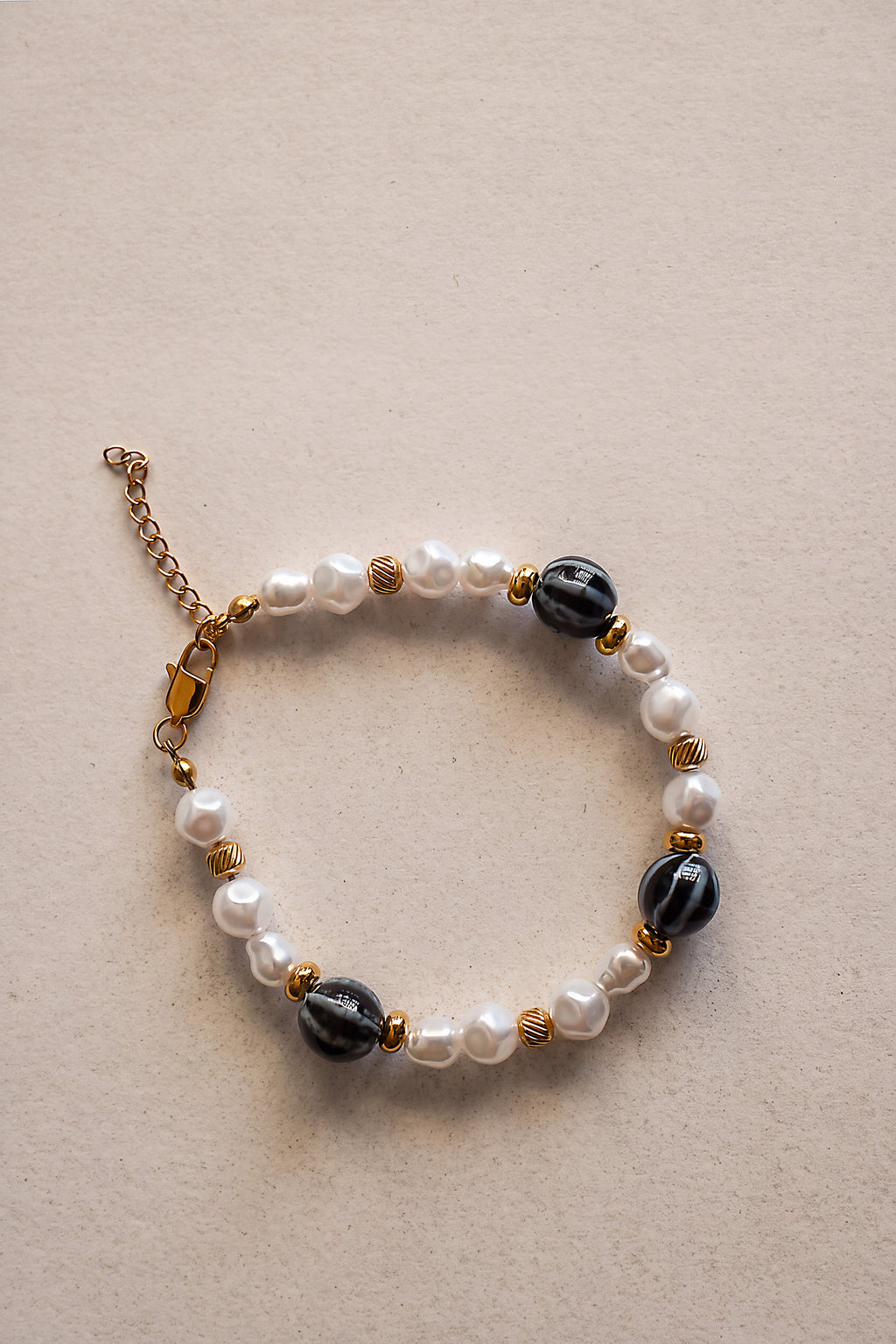 Navy Blue & Pearl-Effect Bracelet