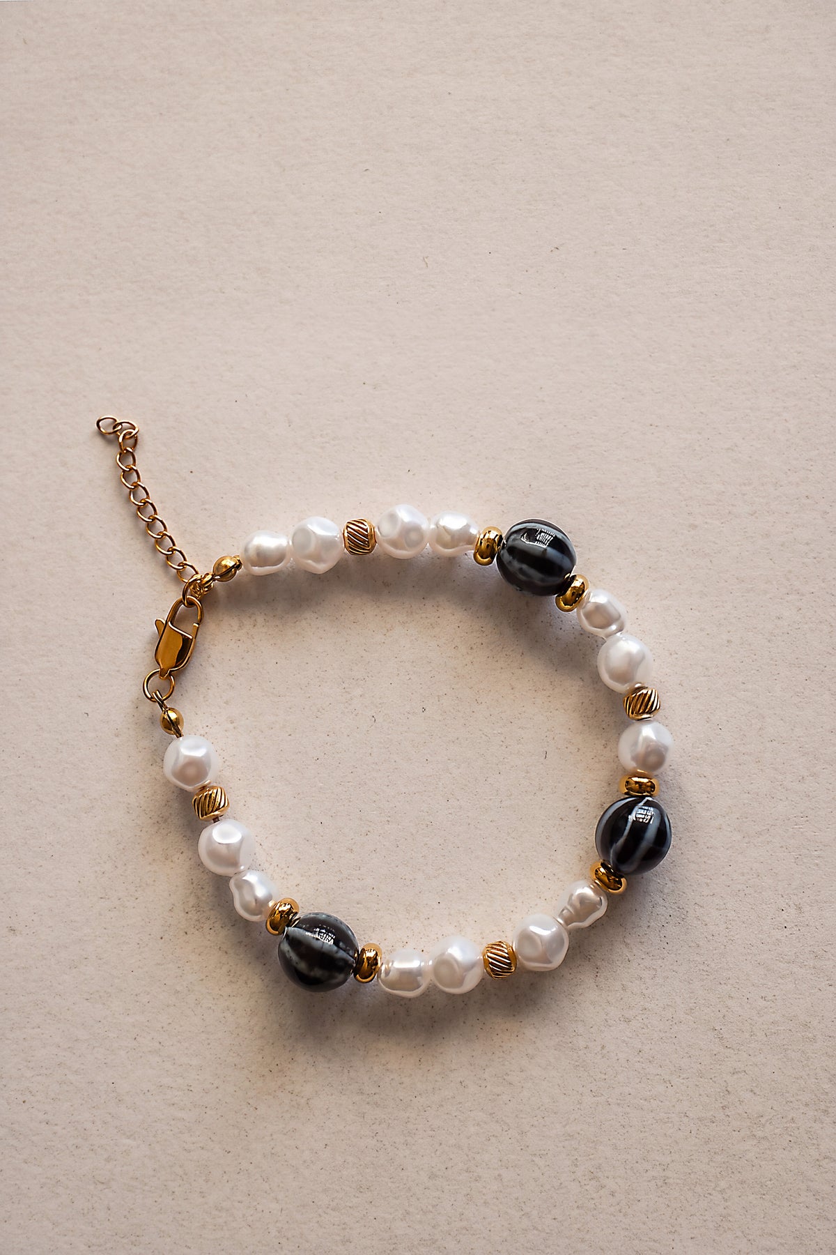 Navy Blue & Pearl-Effect Bracelet