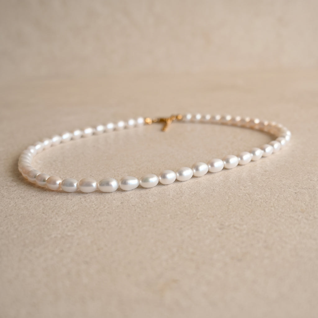 AAA Freshwater Rice Pearl Necklace – 7 × 6 mm