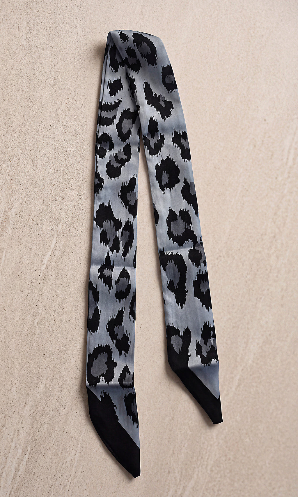 Blue Grey Leopard Bag Scarf Ribbon