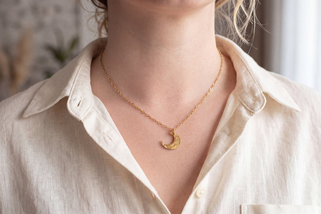 Hammered Half-Moon Necklace