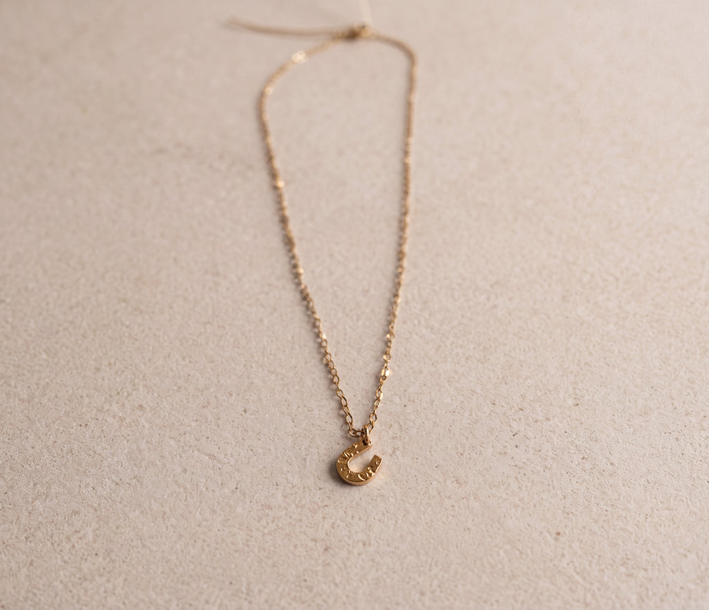 Mini Hammered Horseshoe Necklace