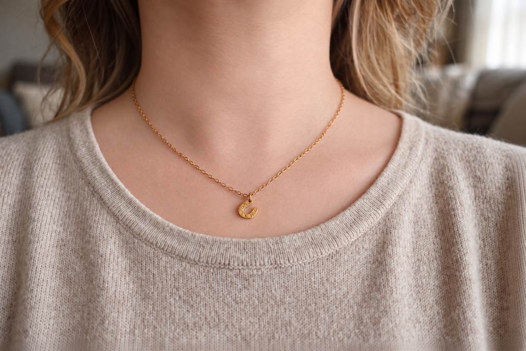 Mini Hammered Horseshoe Necklace