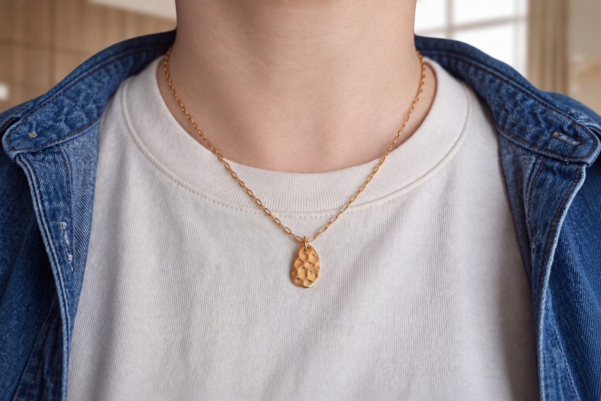 Large Hammered Drop Necklace
