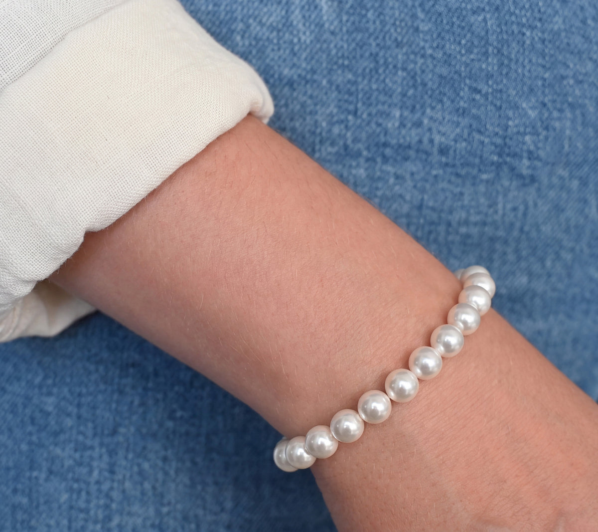 Crystal Pearl Bracelet · 8 mm
