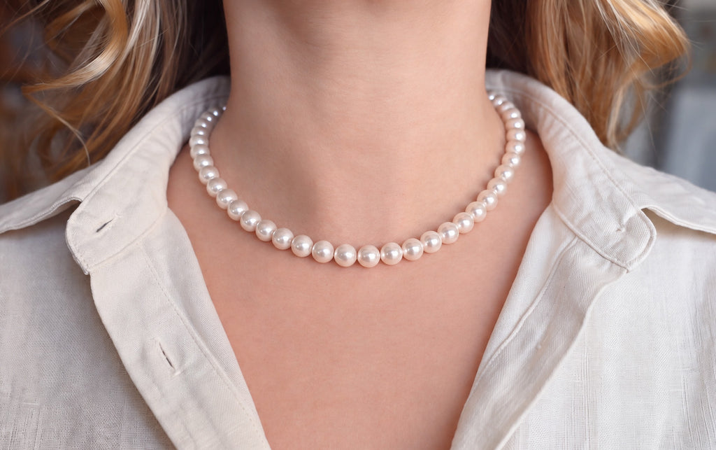 Crystal Pearl Necklace · 8 mm